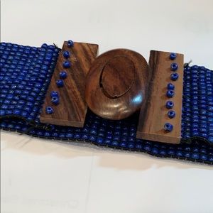 COPY - HANDMADE BEADED ROYAL BLUE BEADED BELT STRETCH